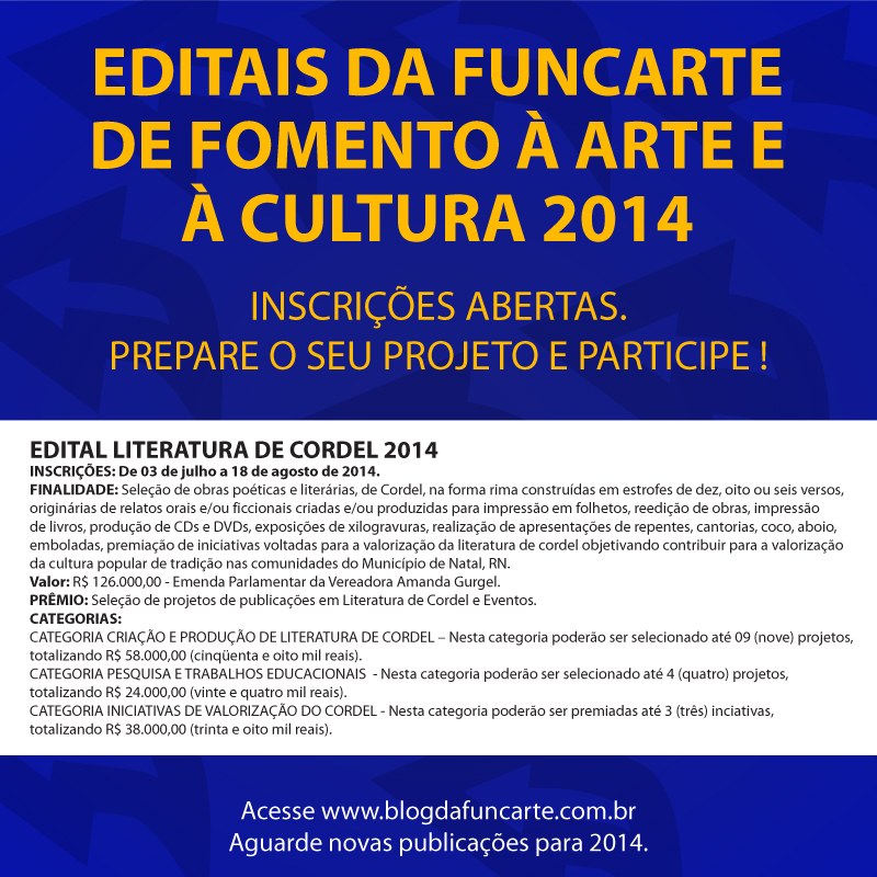 FUNCARTE LANÇA EDITAL LITERATURA DE CORDEL