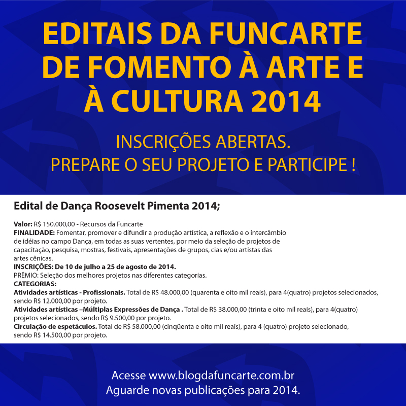 FUNCARTE lança Edital de Dança Roosevelt Pimenta 2014