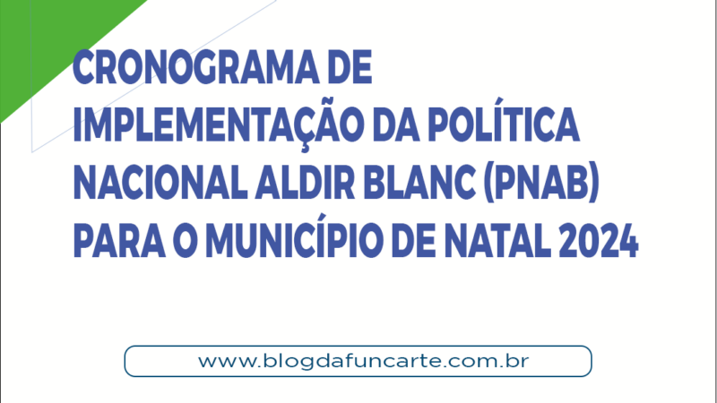 Cronograma de implementação da política nacional Aldir Blanc (PNAB) para o município de NATAL 2024